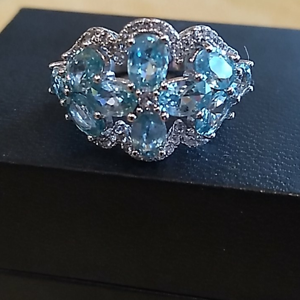 Colleen Lopez Blue Zircon and White Topaz Ring